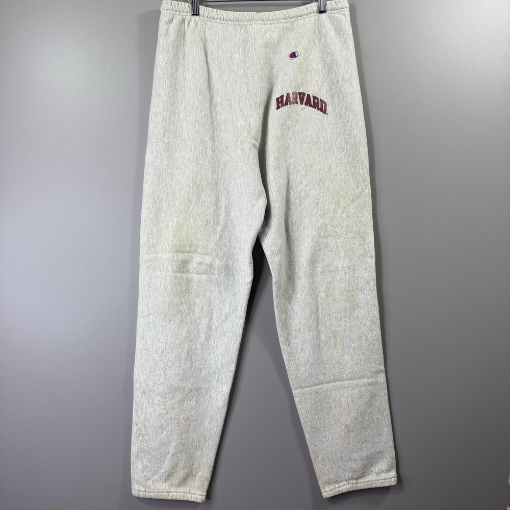 VTG Harvard Crimson Sweatpants Joggers Mens Gray NCAA Champion 90's Fleece Pants